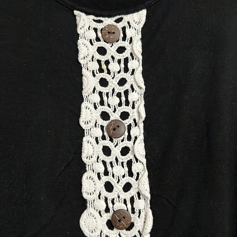 MOA USA Black Top Blouse Lace Front & Sleeve Long Sleeve - Picture 4 of 7